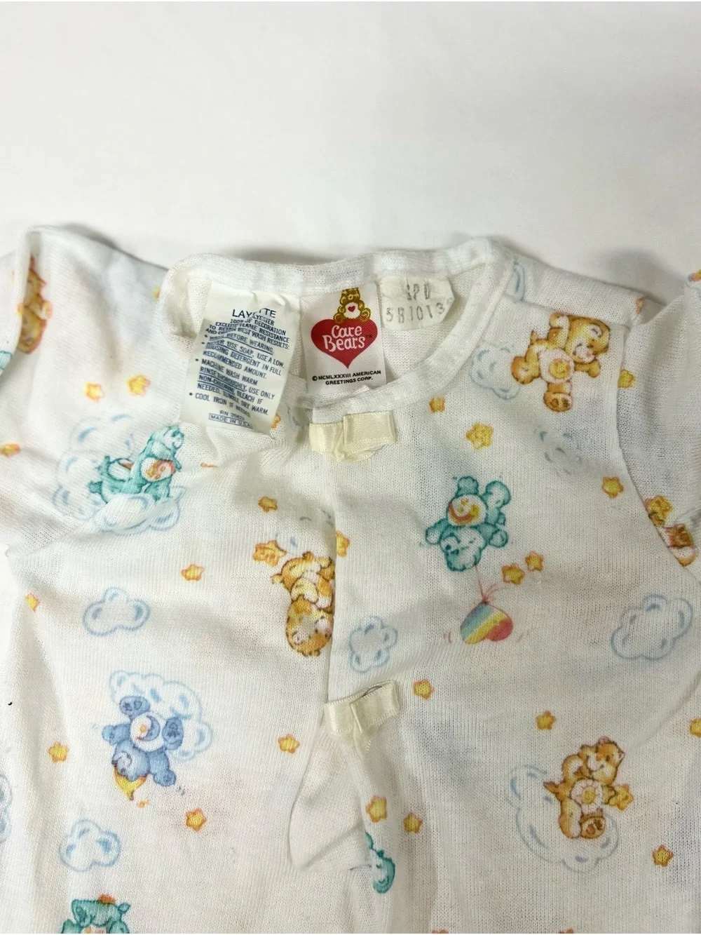 Care Bear - Vintage 1983 Infant Layette Gown - White Care Bear Print
